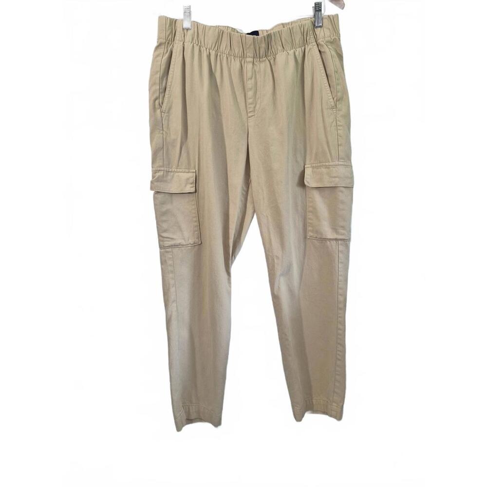 Gap Ladies Light Tan Khaki Pull On Pant Cargo Style High Elastic Waist